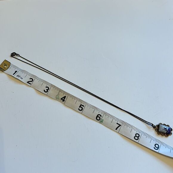 Vintage Delft White and Blue Windmill Pendant with Chain - Picture 5 of 6